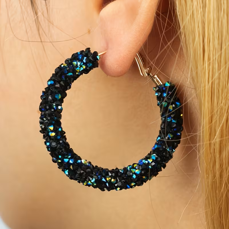 Candongas Bohochic con cristales y diamantes birllantes